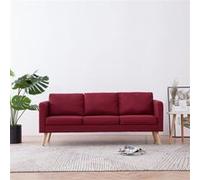 vidaXL Canapé à 3 places Tissu Rouge bordeaux Rouge G