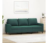 vidaXL Canapé à 3 places Vert foncé 180 cm Velours