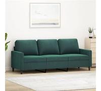 vidaXL Canapé 3 places 180 cm, accoudoirs et dossier rembourrés, oreillers, velours Vert foncé