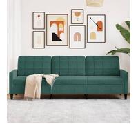 vidaXL Canapé à 3 places Vert foncé 210 cm Velours, canapé, canapé de salon, canapé à trois places, canapé rembourré, sièges