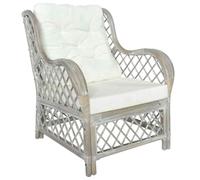 vidaXL Canapé avec Coussin Fauteuil de Salon Chaise de Canapé Salle de Séjour Maison Intérieur Chambre à Coucher Gris Rotin Naturel et Lin