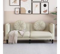 Vidaxl Canapé Avec Coussins 2 Places Crème Velours