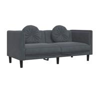 vidaXL Canapé 2 places avec coussins – Accoudoirs et dossier, Pieds – Moderne Velours gris foncé