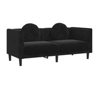 vidaXL Canapé avec Coussins 2 Places Noir Velours