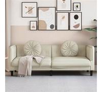 vidaXL Canapé avec Coussins 3 Places, Siège avec Accoudoirs et Dossier, Fauteuil avec Pieds Salle de Séjour, Moderne, Crème Velours