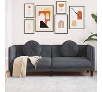 vidaXL Canapé 3 places avec coussins, accoudoirs et dossier, pieds, moderne, gris foncé velours
