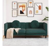 Vidaxl Canapé Avec Coussins 3 Places Vert Foncé Velours Vert