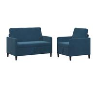 vidaXL Canapé avec Rangement 2 pc Bleu Polyester