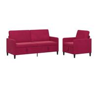 vidaXL Canapé avec Rangement 2 pc Bordeaux Polyester