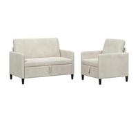 vidaXL Canapé avec Rangement 2 pc Crème Polyester