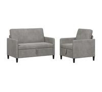 vidaXL Canapé avec Rangement 2 pc Gris Clair Polyester