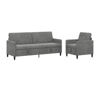 vidaXL Canapé avec Rangement 2 pc Gris foncé Polyester