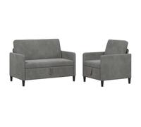 vidaXL Canapé avec Rangement 2 pc Gris foncé Polyester