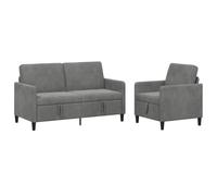 vidaXL Canapé avec Rangement 2 pc Gris foncé Polyester