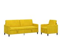 vidaXL Canapé avec Rangement 2 pc Jaune Polyester