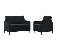 vidaXL Canapé avec Rangement 2 pc Noir Polyester