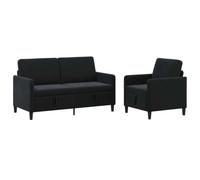 vidaXL Canapé avec Rangement 2 pc Noir Polyester