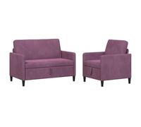 vidaXL Canapé avec Rangement 2 pc Pourpre Polyester