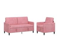 vidaXL Canapé avec Rangement 2 pc Rose Polyester