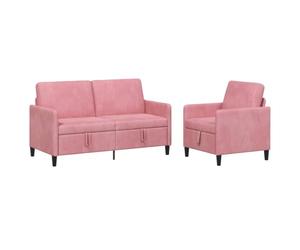 vidaXL Canapé avec Rangement 2 pc Rose Polyester