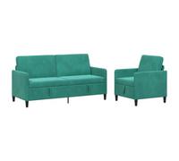 vidaXL Canapé avec Rangement 2 pc Turquoise Polyester