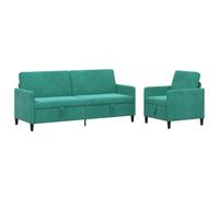vidaXL Canapé avec Rangement 2 pc Turquoise Polyester