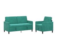 vidaXL Canapé avec Rangement 2 pc Turquoise Polyester