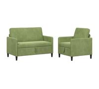 vidaXL Canapé avec Rangement 2 pc Vert Clair Polyester