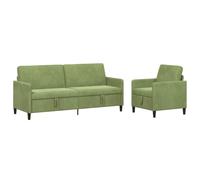 vidaXL Canapé avec Rangement 2 pc Vert Clair Polyester