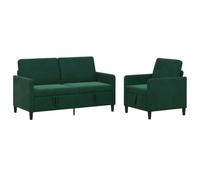 vidaXL Canapé avec Rangement 2 pc Vert foncé Polyester