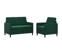 vidaXL Canapé avec Rangement 2 pc Vert foncé Polyester