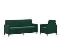 vidaXL Canapé avec Rangement 2 pc Vert foncé Polyester