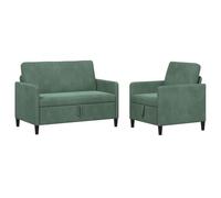 vidaXL Canapé avec Rangement 2 pc Vert Mer Polyester