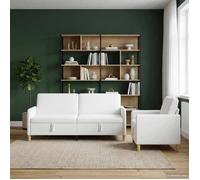 vidaXL Canapé avec Rangement 2 pcs Blanc Polyester, Canapé Moderne, Confortable avec rangements, Coussins en Mousse, Housses Amovibles, Style épuré