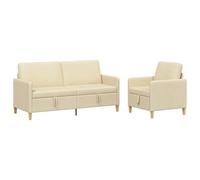 vidaXL Canapé avec Rangement 2 pcs Crème Polyester, Canapé Moderne, Confortable avec rangements, Coussins en Mousse, Housses Amovibles, Style épuré