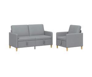 vidaXL Canapé avec Rangement 2 pcs Gris Clair Polyester, Canapé Moderne, Confortable avec rangements, Coussins en Mousse, Housses Amovibles, Style épuré