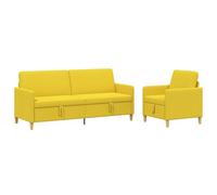 vidaXL Canapé avec Rangement 2 pcs Jaune Clair Polyester, Canapé Moderne, Confortable avec rangements, Coussins en Mousse, Housses Amovibles, Style épuré
