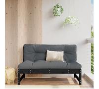 Canapé central 120x80 cm noir bois de pin massif, canapé de jardin, siège de jardin, siège d'extérieur, canapé 825734