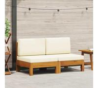 vidaXL Canapé central 2 pièces avec coussins blanc crème Bois massif Acacia