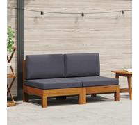 vidaXL Canapé central 2 pièces avec coussins gris foncé en bois massif d'acacia