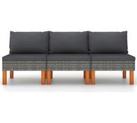 Vidaxl Canapés Centraux 3 Pcs Résine Tressée Et Bois D'eucalyptus