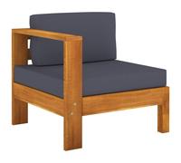 vidaXL Canapé central avec 1 accoudoir Gris foncé Acacia solide