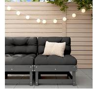 vidaXL Canapé central avec coussins gris bois de pin massif, canapé de jardin, siège de jardin, siège d'extérieur, canapé 825431