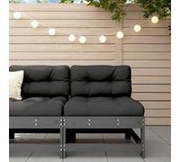 Vidaxl Canapé Central Avec Coussins Gris Bois De Pin Massif Gris