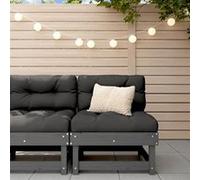 vidaXL Canapé central avec coussins gris bois de pin massif, canapé de jardin, siège de jardin, siège d'extérieur, canapé 825431 Gris G