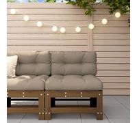 Vidaxl Canapé Central Avec Coussins Marron Miel Bois De Pin Solide