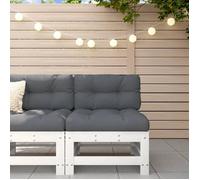 vidaXL Canapé Central avec Coussins, Siège avec Dossier, Meuble de Jardin Terrasse Balcon Patio Extérieur, Blanc Bois de Pin 825661