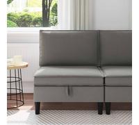 vidaXL Canapé intermédiaire avec rangement gris foncé velours, canapé ergonomique moderne, design rectangulaire, rangement large, meubles durables, sièges doux et confortables