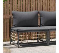 Vidaxl Canapé Central De Jardin Avec Coussin Gris Foncé Résine Tressée