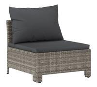 Vidaxl Canapé Central De Jardin Avec Coussin Gris Résine Tressée